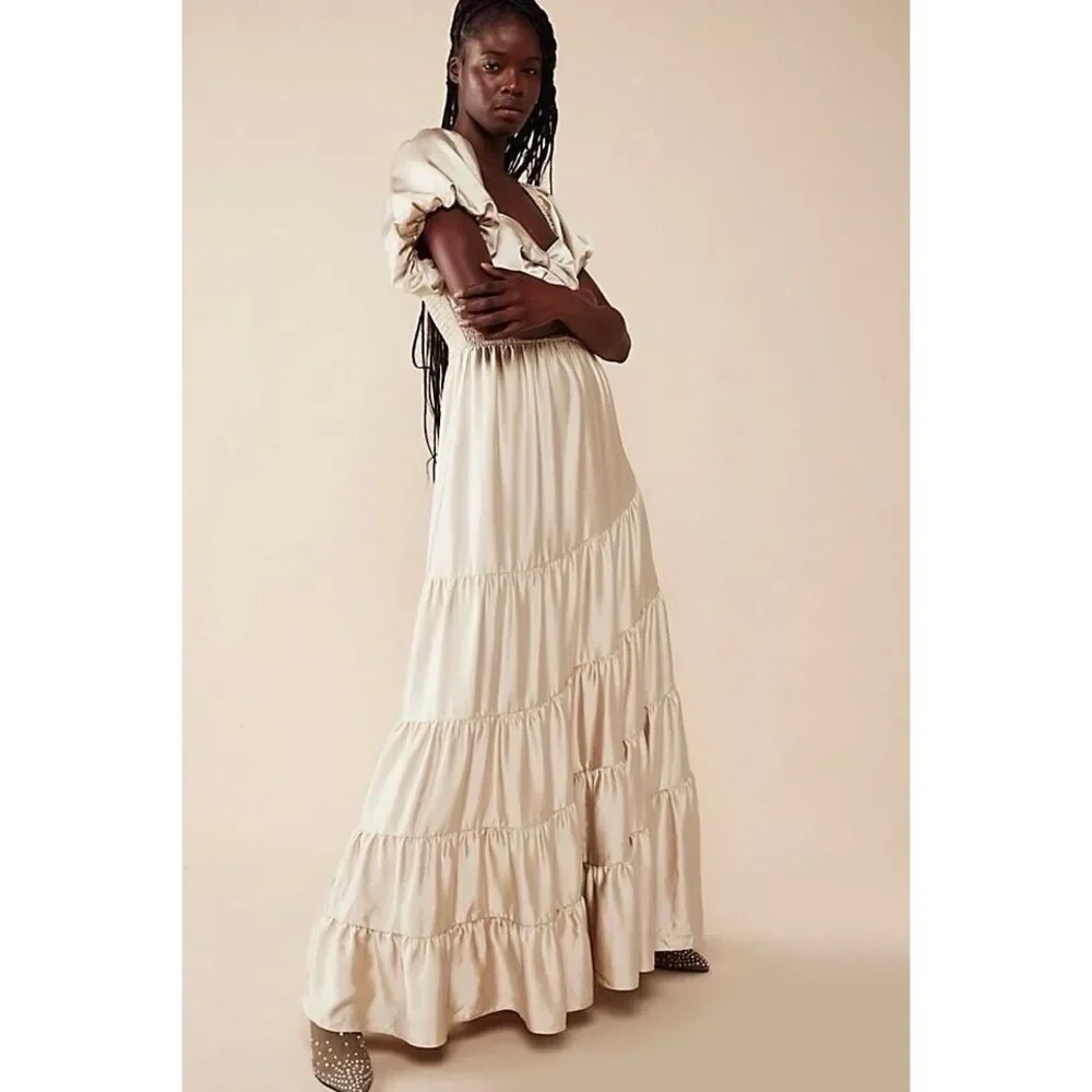 NWT Free People Sundrenched Silky  Maxi Dress Size Small